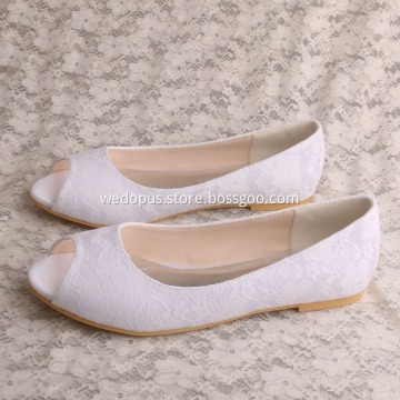 Ladies Peep Toe Flat Shoes for Bridal